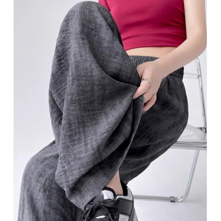 Women Casual Designer Loose Wide Leg Pants Girls Tie Dye Stacked Straight Leg Slacks Pink Black Apricot Baggy Pants