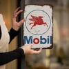 Tin Sign Mobil Logo Rustic Rust Oil Gas Station Wall Sign Decor Auto Shop Garage Cave, Any Occasion Gift