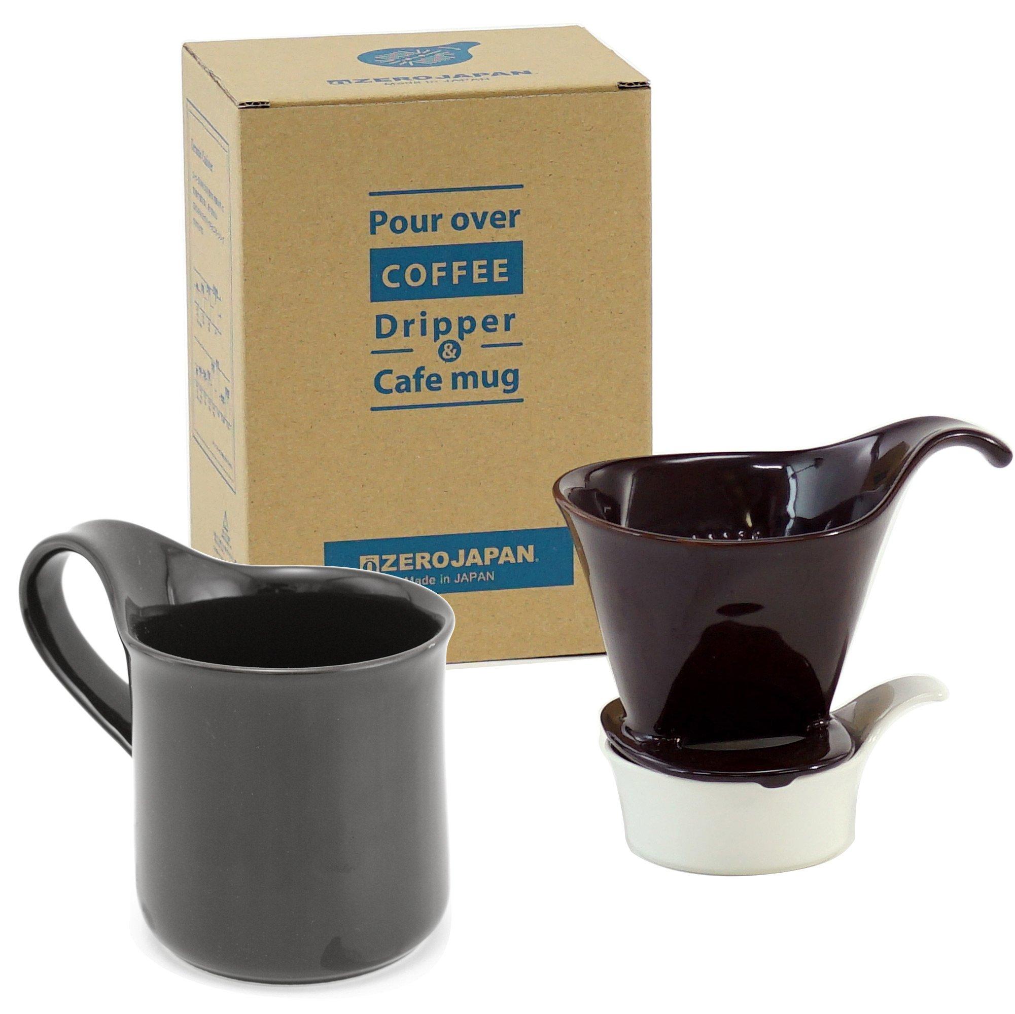 

ZEROJAPAN Gift Set: Coffee Dripper L & Cafe Mug (with Tray), Black, DMZ-16 CBR/BK