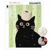DIY Framed Pearl Bead Art Kit Black Cat With Toilet Paper Roll Sparkling Canvas Painting Relaxing Handmade Craft Gift For Home Decor Art Hobby