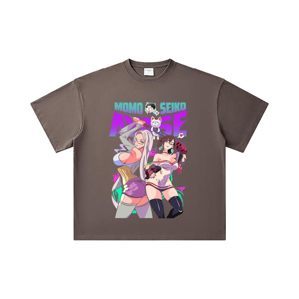 260 GSM Double Yarn 32 Count 100% Cotton Dandadan V22 Momo Seiko Print Unisex Heavy Cotton T Shirt