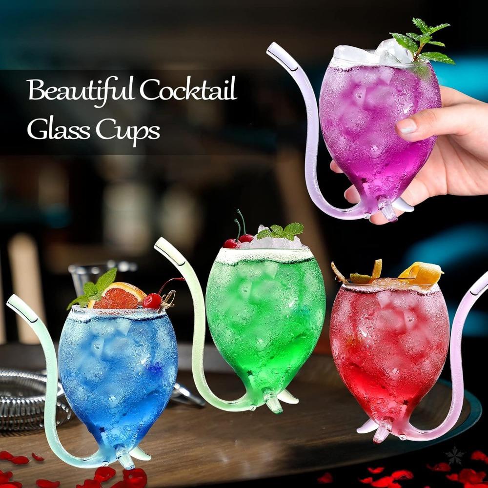 2 Stück Vampir-Weinglas, 344 ml, kreative Cocktailgläser, Dekanterbecher, Becher mit integriertem Strohhalm für Cocktail, Wein, Saft, Eis