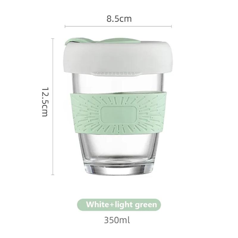 Kubki szklane 350ml z pokrywkami Ins Silikonowe kubki do kawy do ręki zapobiegające oparzeniom Kubki do mleka Antypoślizgowe szklane kubki na wynos Przenośne prezenty