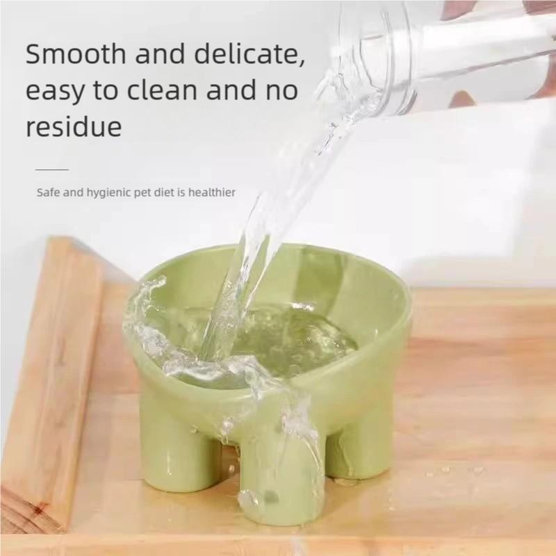 Pet Supplies Macaron Colored Elephant Leg Bowl, Neck Protection, Slanted Mouth Cat Basin, Anti Tipping Plastic Pet Bowl