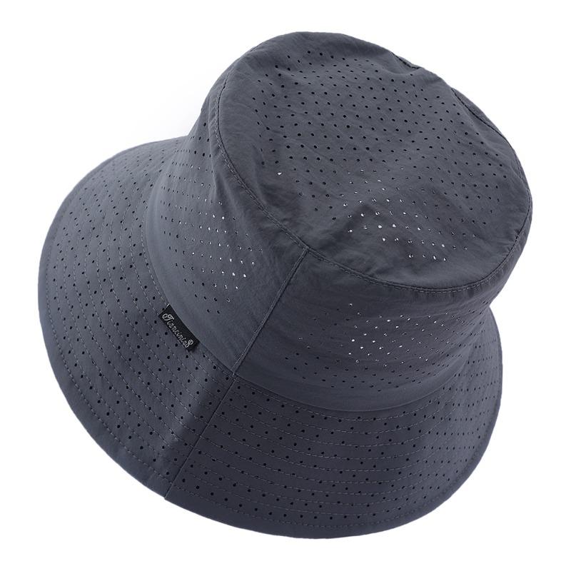 

Summer solid color bucket hat for men and women - japanese style windproof drawstring sun hat - quick-dry outdoor hollow-out breathable fisherman hat Hat circumference (55-60cm) темно-сірий