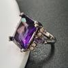 Chenrui Purple Rectangular Zircon Water Drop Ring for Women
