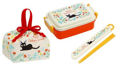 Skater Jiji 22 Botanical Antibacterial Dishwasher Safe Fluffy Lid Tight Lunch Box Square Bento Box 450ml Box Set Lunch Drawstring Kiki Delivery
