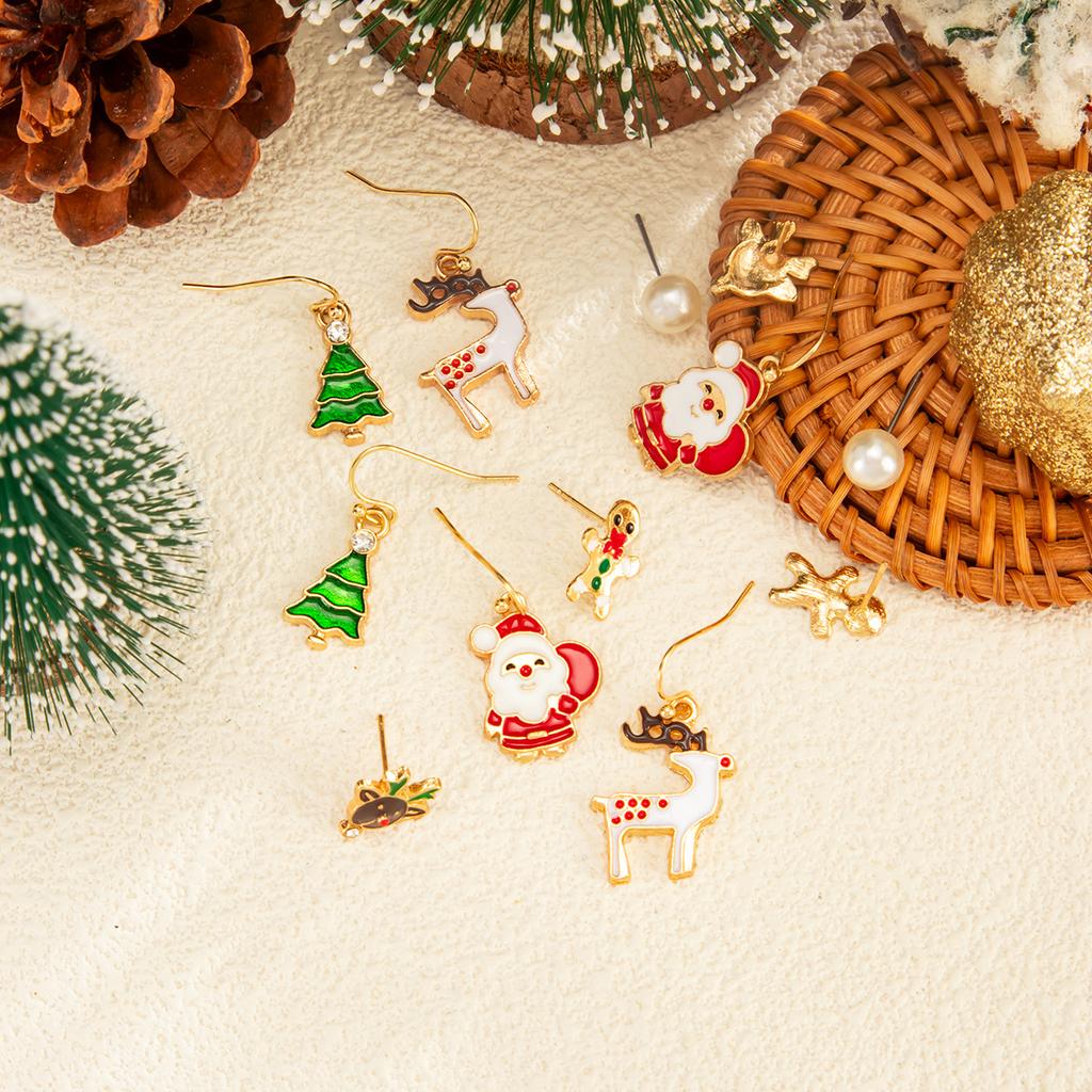 Applicable Christmas Versatile Oil Drop Snowflake Elk Drop Stud Earrings Sweet Bow Christmas Hat Earrings Women