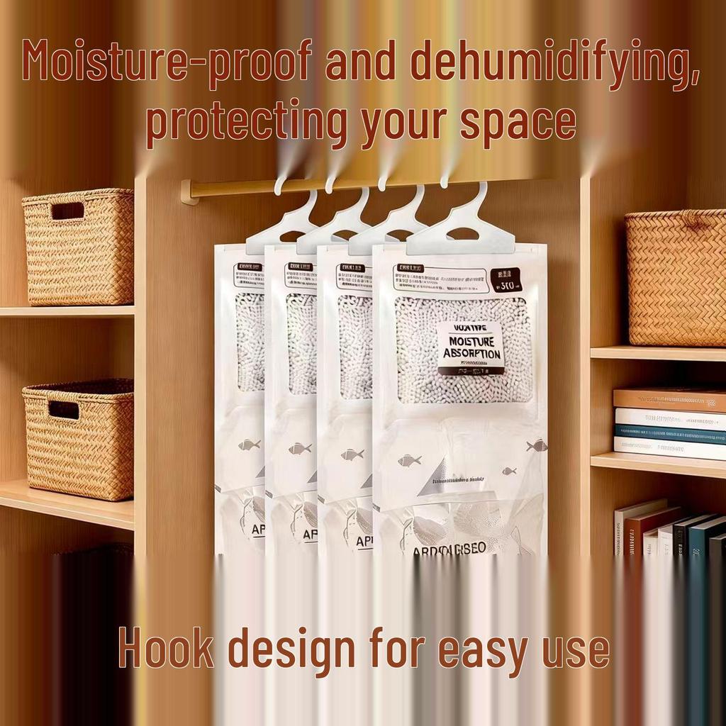 Hanging Moisture Absorbing Dehumidifying Bag for Wardrobe, Anti-Mold Desiccant