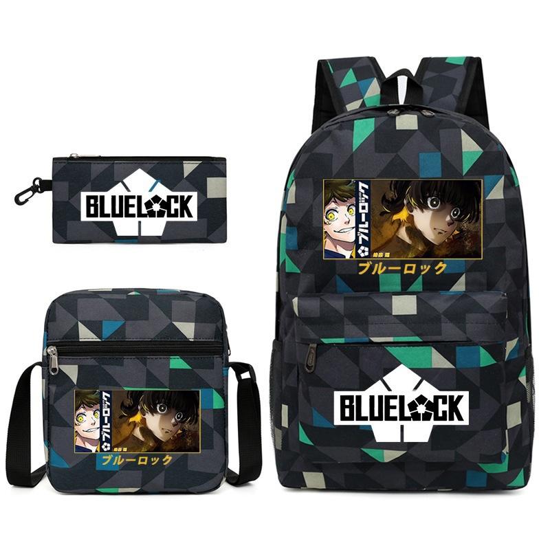 Large Capacity Schoolbag with Shoulder Strap; Student Three-piece Pencil Case Set