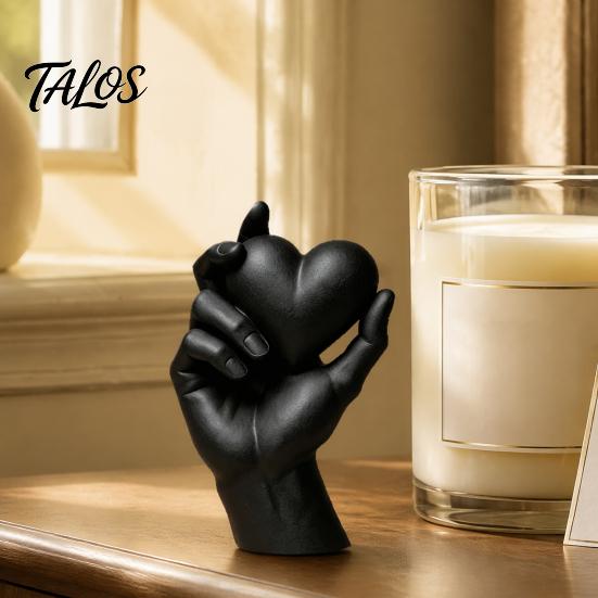 Decorazione Casa Bianco Nero Mano che Tiene Cuore Statuetta Stampata 3D, Scultura Minimalista Moderna per Scrivania, Centrotavola Romantico per