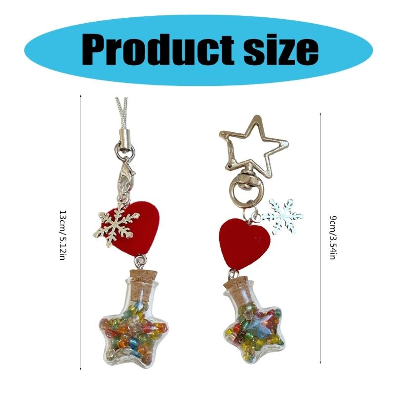 Winter Snowflake Flocking Christmas Phone Strap Keychain Charm for Holiday Spirit and Safety with Soft Sturdy Materials
