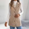 Women's Fashionable Solid Color Sleeveless Lapel Button Vest Jacket