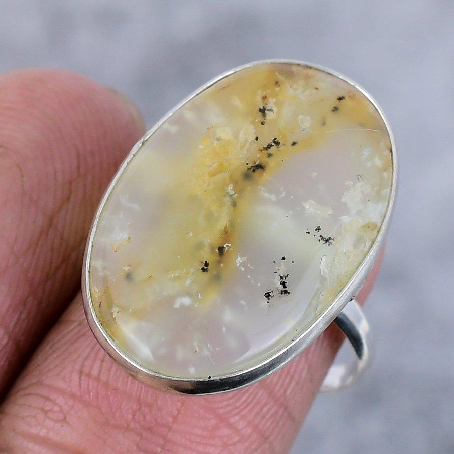 Russian Dendritic Handmade 925 Sterling Silver Jewelry Ring Size 7 S7e15