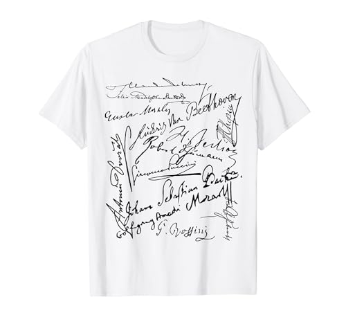 Composer Signature Bach, Beethoven, Mahler, Mozart, Rossini T-Shirt