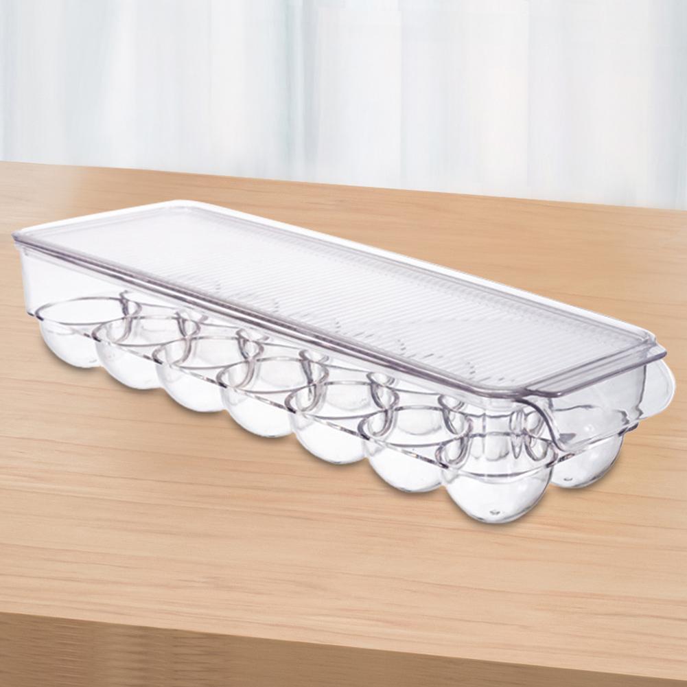 1/2/3/4Pcs Egg Container Refrigerator Egg Organizer with Lid Plastic Egg Holder Stackable Clear Egg Tray for Home Kitchen