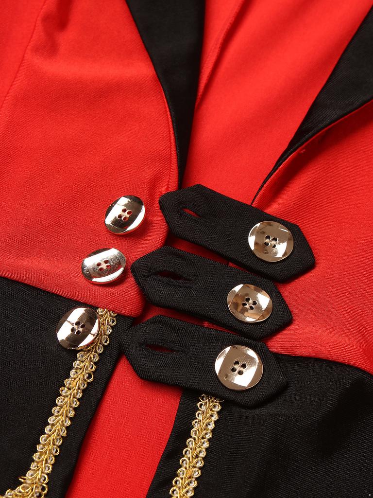 Womens Circus Ringmaster Tailcoat Double Breasted Deep V Neck Halloween Cosplay Jacket