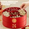 Single/Double/Triple Layer Divided Serving Tray with Lid Chinese New Year Serving Bowl Decorative Dessert Dish Snacks Platter for Spring