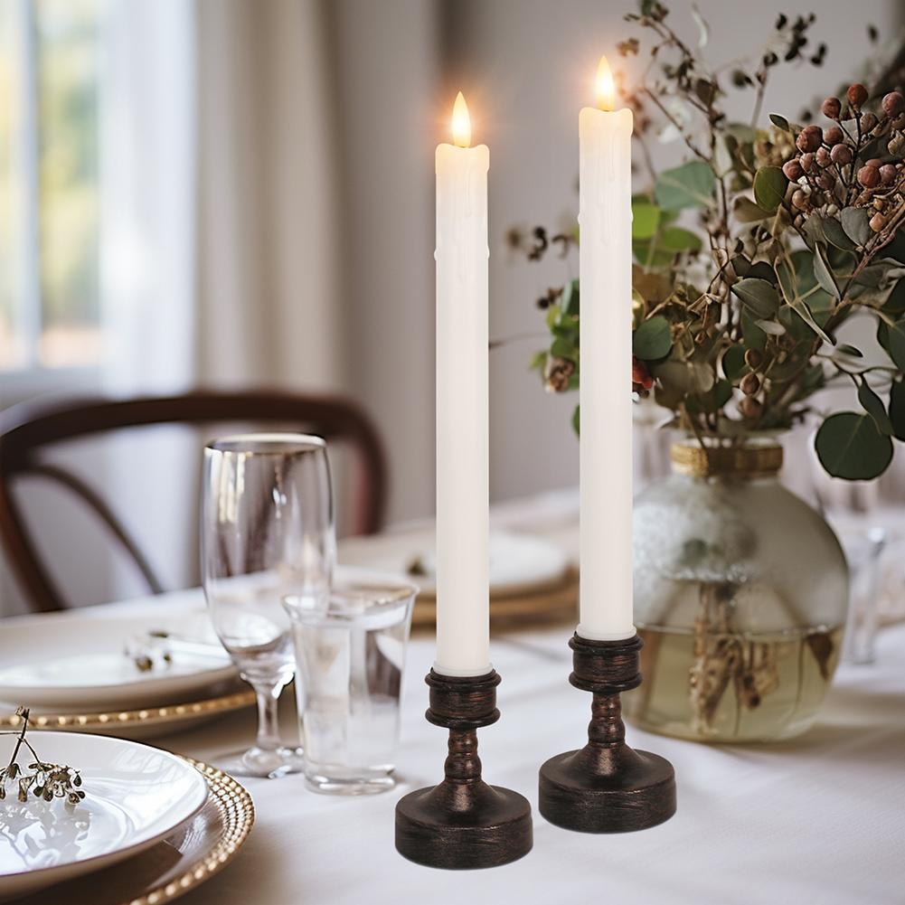 6Pcs Taper Candle Holders Candlestick Bronze Gold Rod Wax Base For Wedding Party Festival Candlestick Home Decor Candle Holders