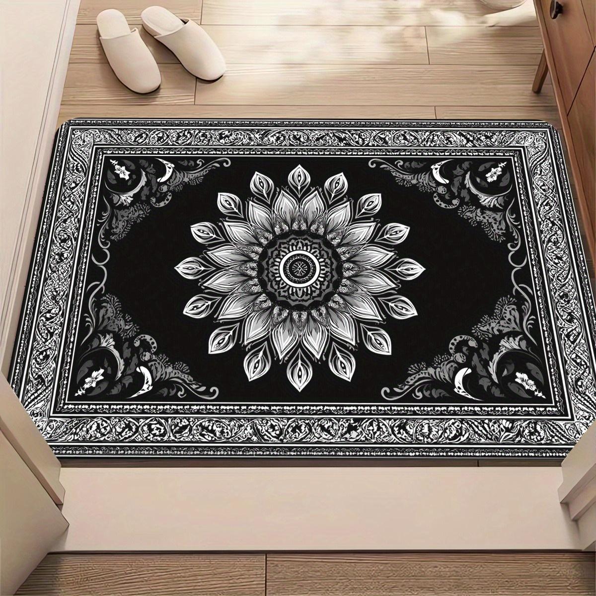 

1pc Black & White Mandala Doormat Non-Slip Absorbent Microfiber Rug for Bathroom Living Room Outdoor 40x60cm 40x60cm