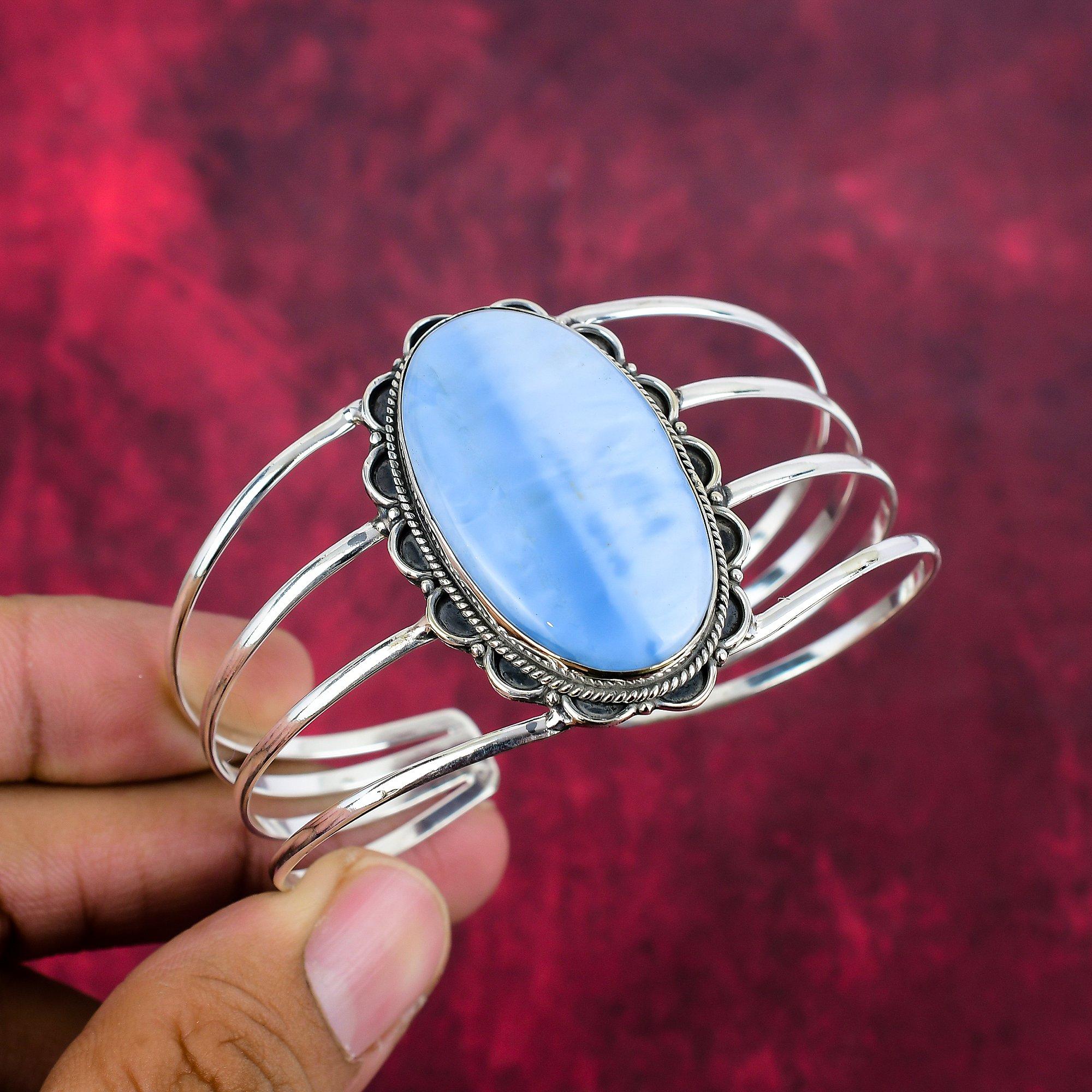 

Браслет Owyhee Opal, ювелирные изделия из стерлингового серебра 925 пробы, браслет с драгоценными камнями, подарок для нее, изящные ювелирные изделия ручной работы Adjustable синий