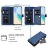 Case for Samsung Galaxy A32 4G Premium Leather Zipper Pocket Wallet Phone Case with 9 Card Slots and Detachable Wrist Strap