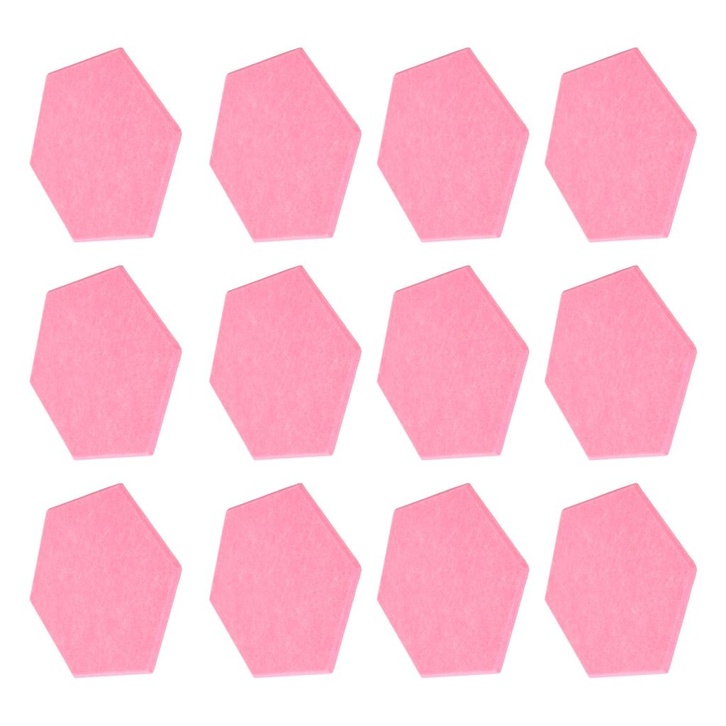 12Pcs Sound Absorption Board Hex Adhesive Acoustic Panels Wedges Wall Soundproof EnclosurePink