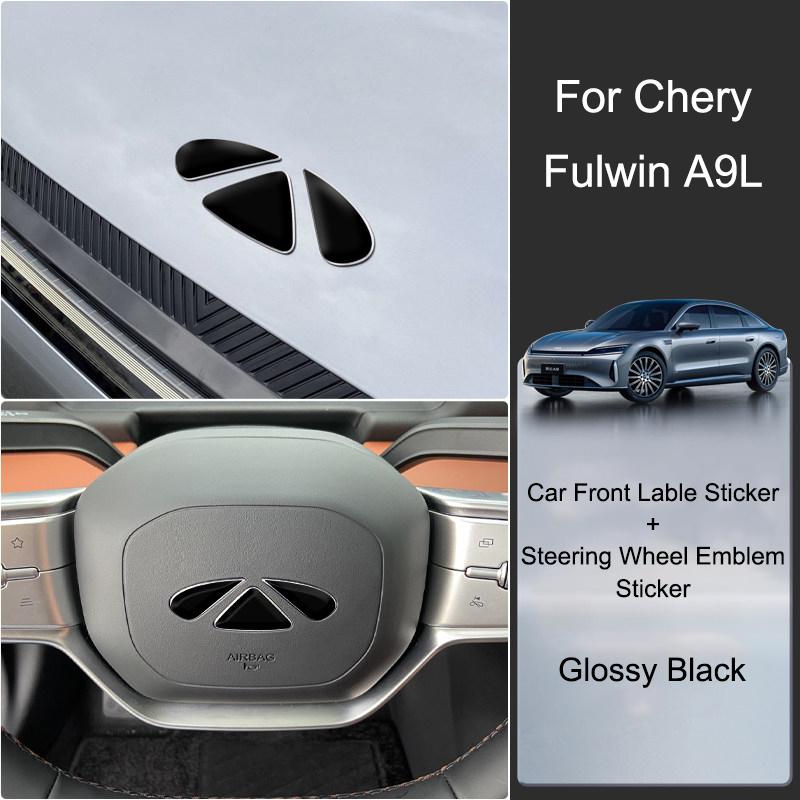 For Chery Fulwin A9L Car Front Lable Sticker Blackened Hood Steering Wheel Emblem Decal Interior Exterior Decoration Accessories