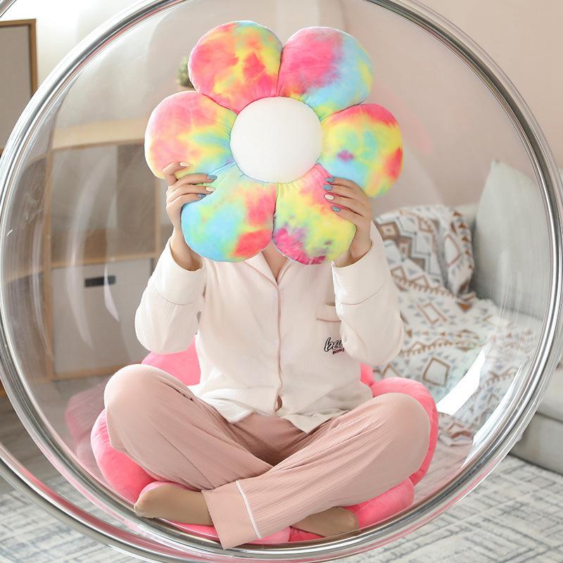 Kawaii Rainbow Sun Flower Cushion Plush Pillow Toy Soft Cartoon Plant Stuffed Doll Chair Cushion Car Decor Lovers Birthday Gifts