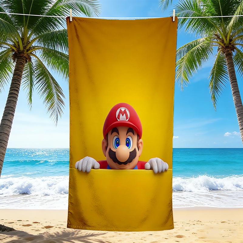 1Pc Mario'S Adventure Begins Beach Towel, Quick Dry, Multi-Use for Beach Pool Gym Yoga Home Travel, Christmas, Halloween, Xmas Gift Em92919