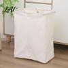 Cotton And Linen Laundry Organizer Basket with Wooden Handles Large Space Saving Bag Basket Storage Foldable for Families Collapsible Hamper