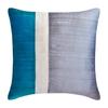 The HomeCentric Chair Cushion Cover Decorative Blue & Grey Throw Pillow Covers Silk Color Block Patchwork Pattern Modern Style - Splendour Blue