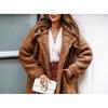 2025 Fall/Winter Furry Long-Sleeve Plush Top with Turn-Down Collar for Women