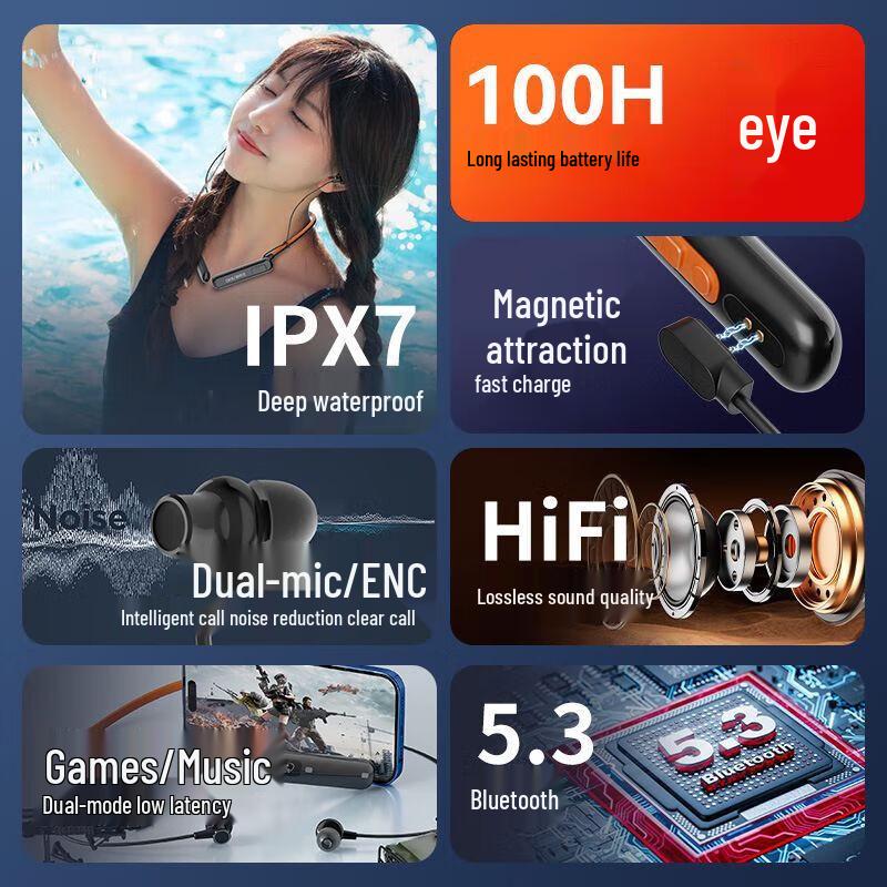 OKSJ A30 Pro Waterproof Neckband Sport Bluetooth Earphones