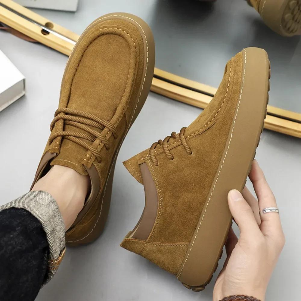 Genuine Leather Men's Shoes Handmade Retro Casual Shoes Lace Up Ankle Boots Cow Suede Low Top Shoes for Men Leather Original