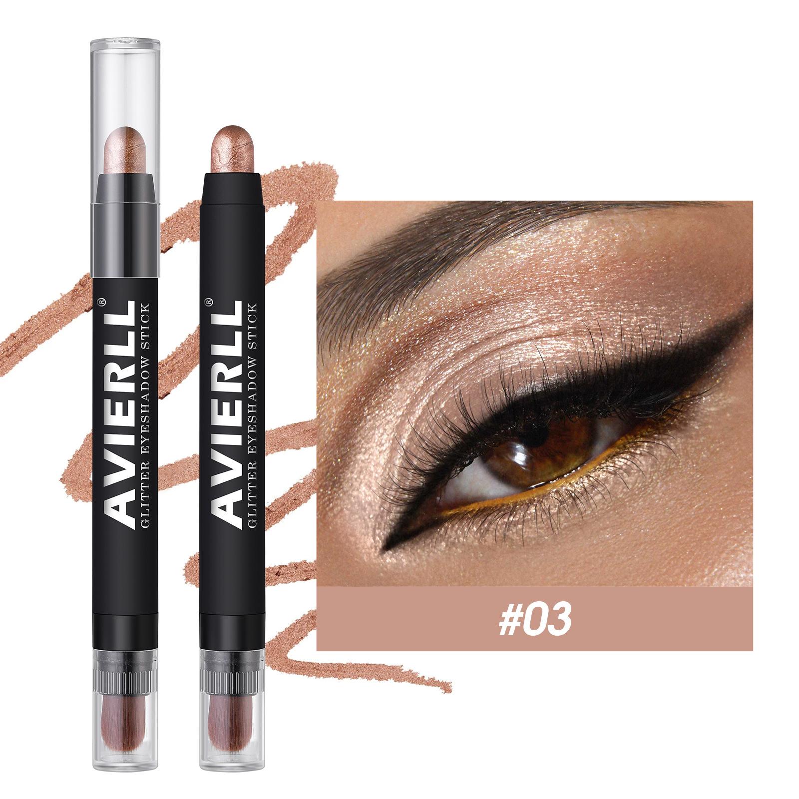 

Тени для век цвета шампанского и коричневого цвета с мерцающим металлическим финишем, водостойкие и стойкие универсальные кремовые карандаши для глаз для создания сияющих акцентов и подводки 3#