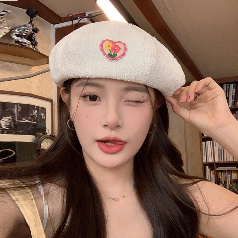 Floral Beret Embroidery Hat Women Lightweight Breathable Caps Gifts Fashion