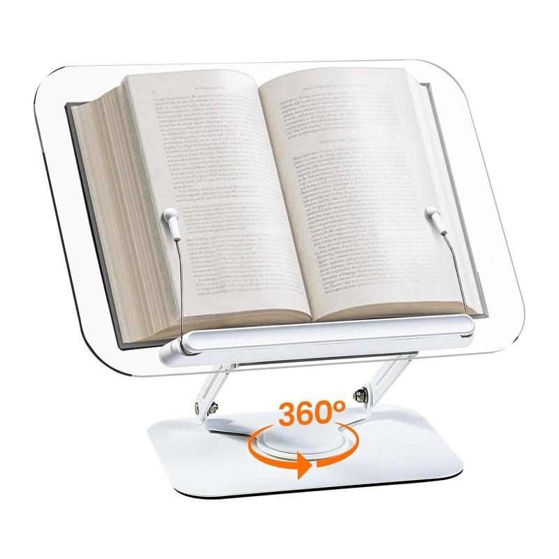 360° Rotatable 2 Adjustable Book Reading Stand Retaining Clip Reading Board Stand Ergonomic Foldable Tablet Stand