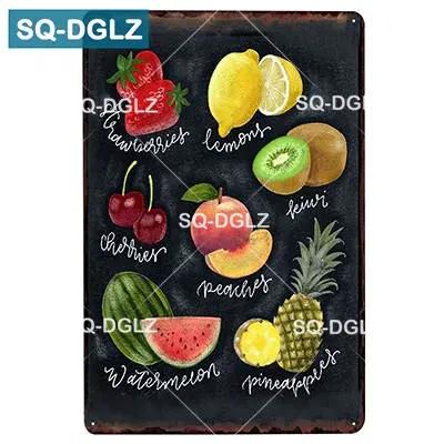 Vintage Lemon Fruits Metal Tin Sign Retro Bar Wall Decor Home Decor Art Poster Painting Plaques for Kitchen Cafe Pub