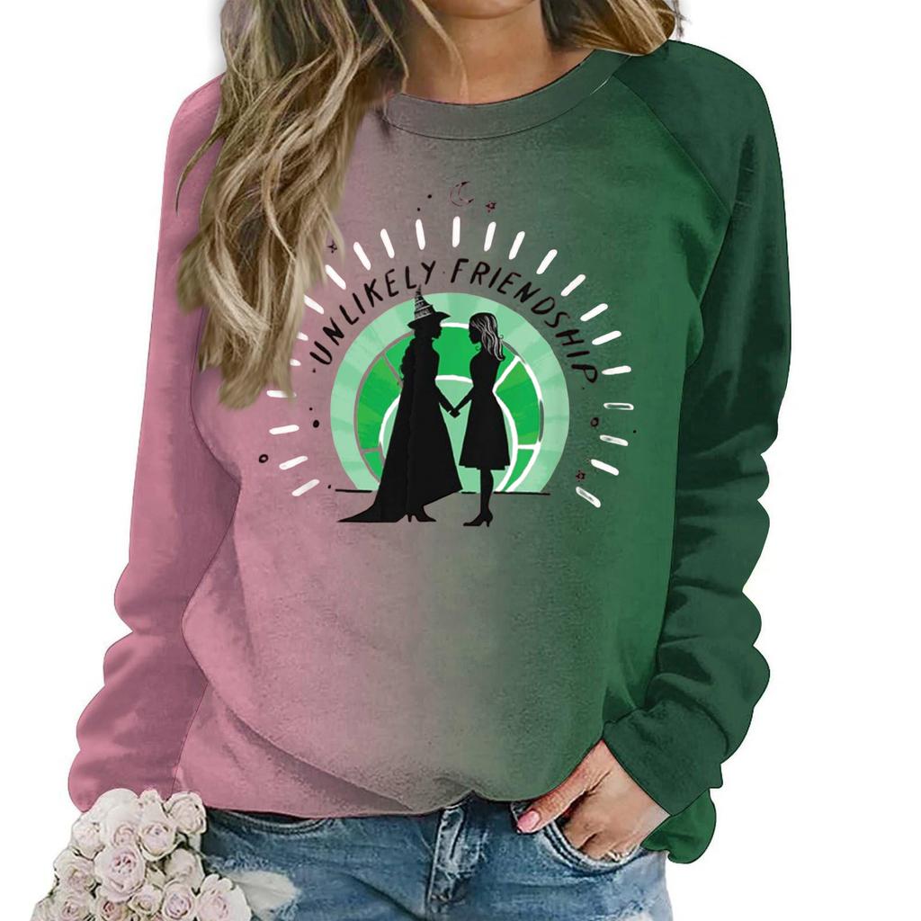 Dámská módní ležérní mikina s dlouhým rukávem a volným střihem s potiskem