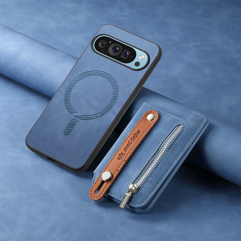 Magnetische abnehmbare 2-in-1 Leder-Kartenhülle für Google Pixel 10 9 Pro XL Pixel9 8 A 7A 8A 9A Pixel8 7 5G Reißverschlusstasche Rückabdeckung