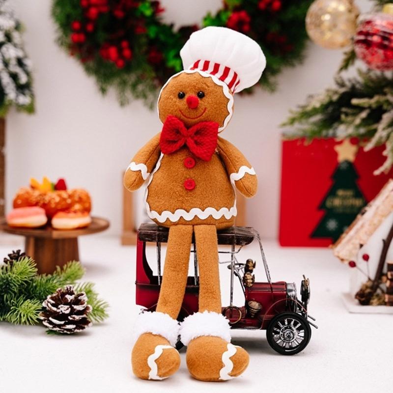 Gingerbreads Man Ornament with Dangling Legs Handmade Window Display Adorment Christmas Tree and Home Decoration