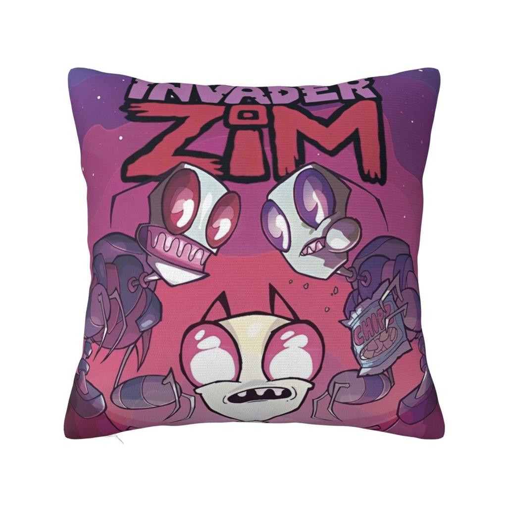 Invaders Zims Cartoon Square Pillow Case Cushion Covers Funny Zippered Decor Throw Pillow Case Cover For Home 40X40Cm
