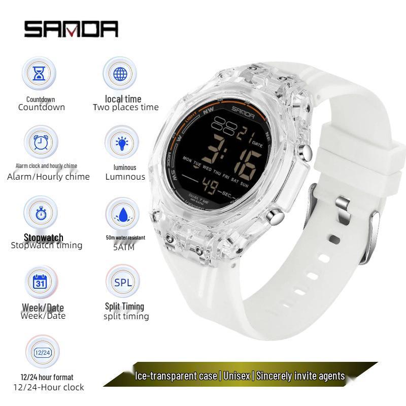 Sanda TEMU Sports Watch: Waterproof, Dual Time, Luminous Display, Stopwatch, Suitable for Swimming and Students