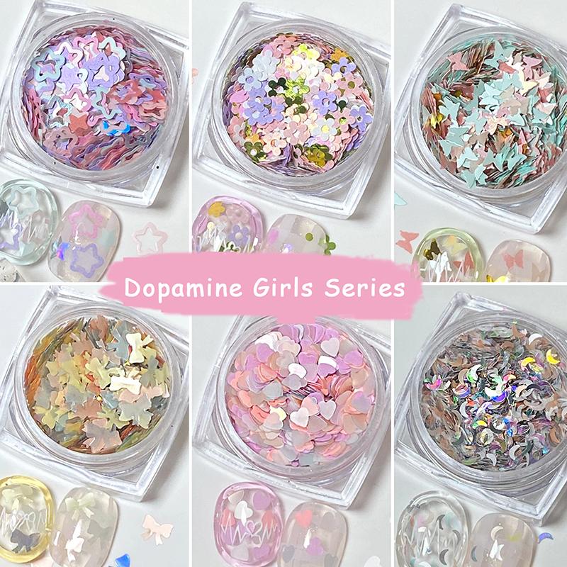 Nail Art Sequins Six Shapes Glitter Sweet Girl Accessories Manicure Supplies Colorful Sticker Make Up Diy Decals Decoration