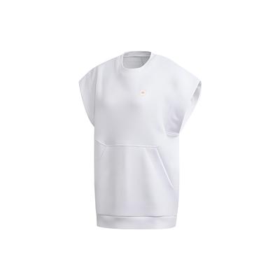 Muscle Logo Print Stehkragen Ärmellose Weste Damen Tops Weiß FU0724
