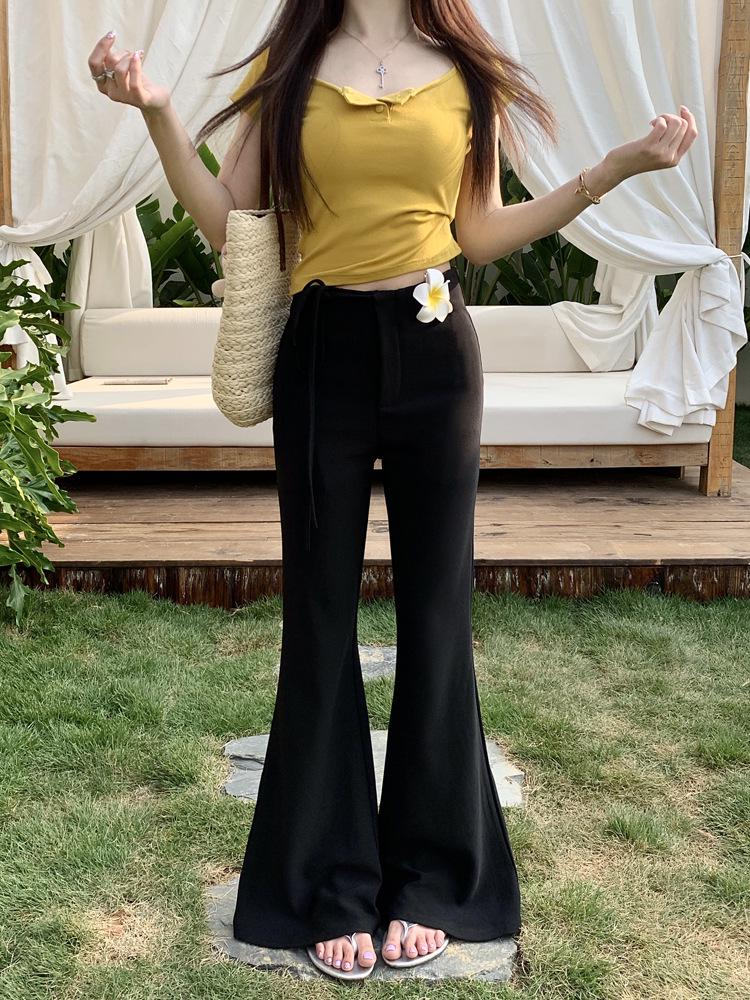 

New Korean Style High-Waist Slim Micro-Flare Wide-Leg Pants for Women Large чёрный