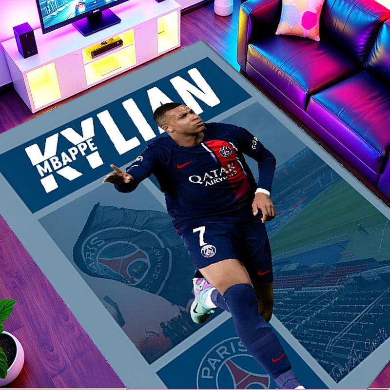 Kylian Mbappe Print Rug, Washable Floor Carpet, For Entryway Dorm Laundry Room Office Study, Home Decor Birthday Christmas Gift