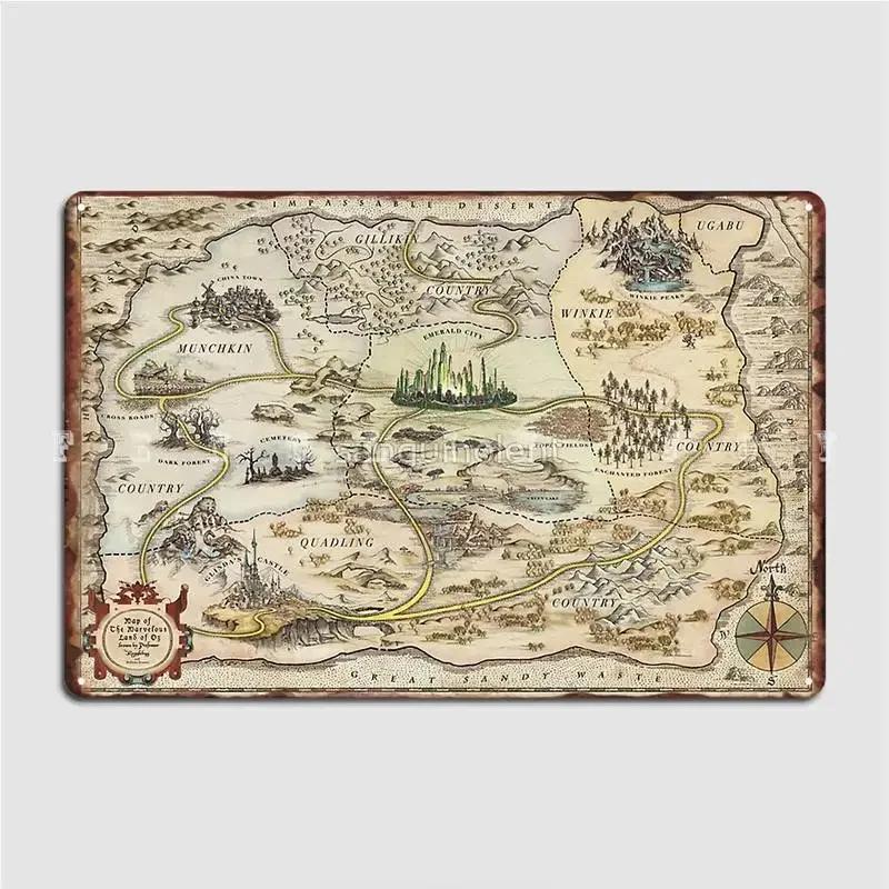 Karte von Oz Metallschild Club Party Bar Höhle Druck Wanddeko Blechschild Poster