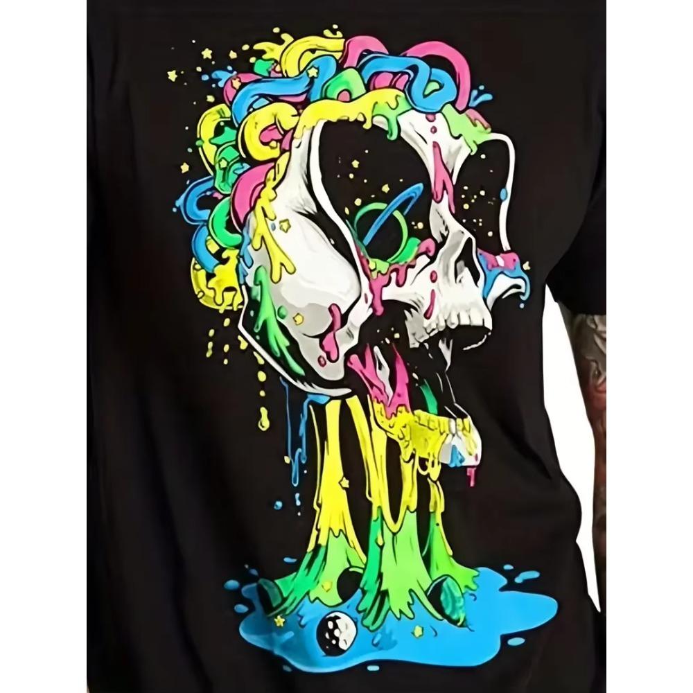 Men's Cartoon Skull Graphic T-Shirt 2024 Summer New Men's Oversized T-Shirt Casual Printed Tops for Men Short Sleeve Hot Sale